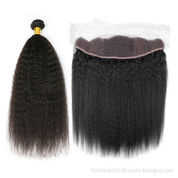 Human Hair Weave Bundles with Closure Raw Virgin Kinky Straight Hair Brazilian 7A 8A 9A 10A 8"-30" DHL\UPS\FEDEX\EMS\TNT